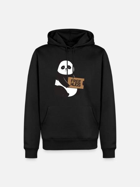 Free Hugs Panda - Männer Premium Bio Hoodie - Schwarz