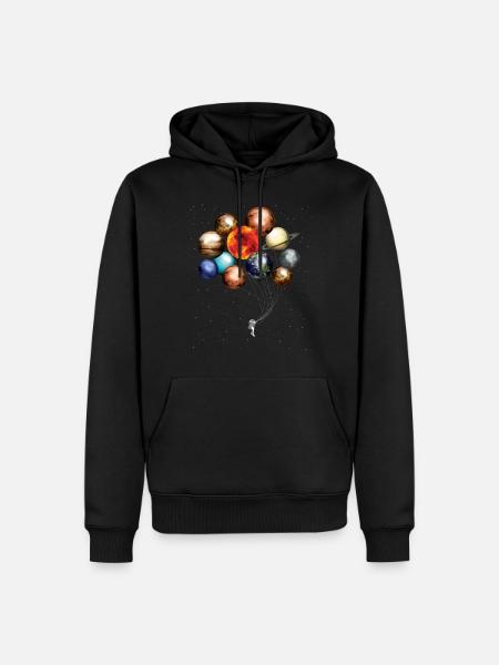 Milchstraße Planeten als Ballon T-Shirt - Männer Premium Bio Hoodie - Schwarz