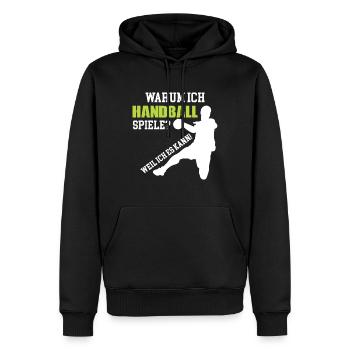 Handball handball de handball jouer le sort - Sweat à capuche Premium bio Homme - noir - Devant - Nico (187cm)