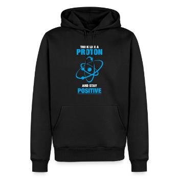Think like a Proton and stay Positive - Männer Premium Bio Hoodie - Schwarz - Vorne - Nico (187cm)