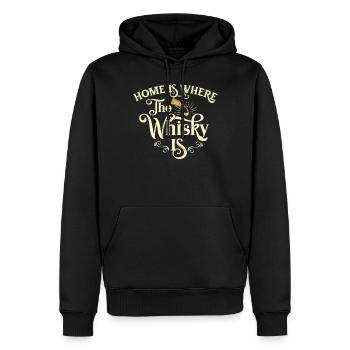 whiskey - Men’s Premium Organic Hoodie - black - Front - Nico (187cm)