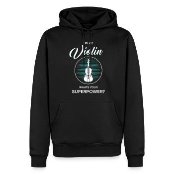 Violine Supermacht - Männer Premium Bio Hoodie - Schwarz - Vorne - Nico (187cm)