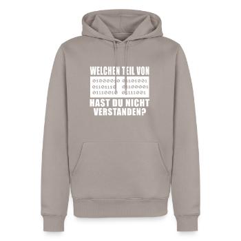 Binär Code - Informatik Informatiker Welchen Teil? - Männer Premium Bio Hoodie - Taupe - Vorne - Nico (187cm)