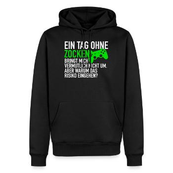 A day without gambling | Gamer gaming gamer - Men’s Premium Organic Hoodie - black - Front - Nico (187cm)