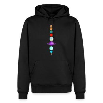 Planètes - Système solaire - Terre - Mars - Saturne - Sweat à capuche Premium bio Homme - noir - Devant - Nico (187cm)