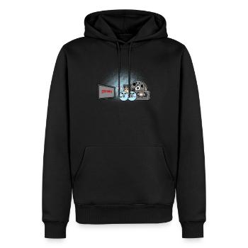 Funny anti streaming CD video cassette gift - Men’s Premium Organic Hoodie - black - Front - Nico (187cm)