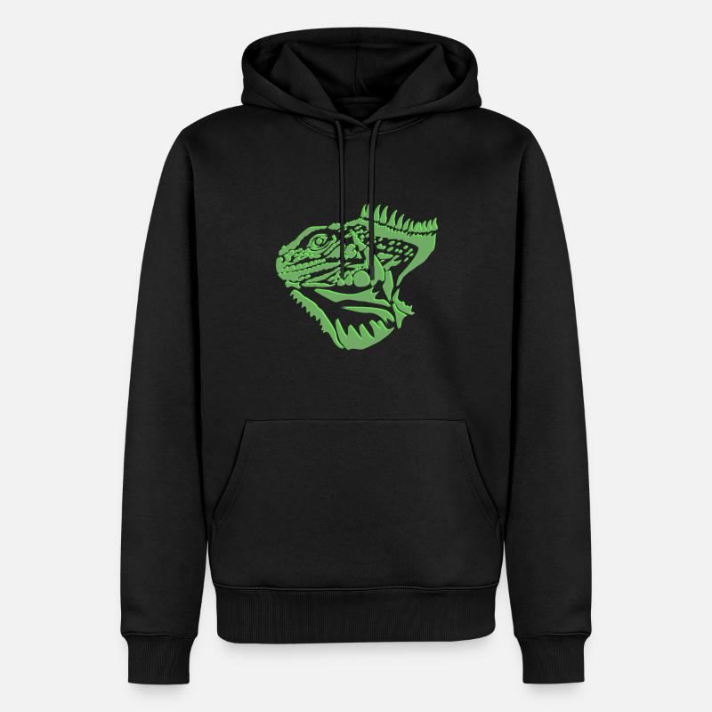 Leguan Eidechse - Männer Premium Bio Hoodie - Schwarz