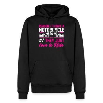 Sexy Biker Geschenk Motorrad Dates Bikes - Männer Premium Bio Hoodie - Schwarz - Vorne - Nico (187cm)