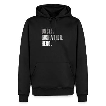 Uncle Godfather Hero - Men’s Premium Organic Hoodie - black - Front - Nico (187cm)