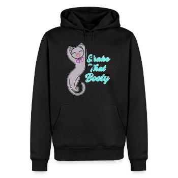 Secouez ce butin - chat, diva - Sweat à capuche Premium bio Homme - noir - Devant - Nico (187cm)