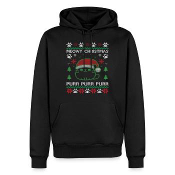Meowy Christmas Christmas Ugly Sweater Cats - Men’s Premium Organic Hoodie - black - Front - Nico (187cm)