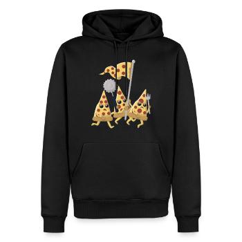 Révolution pizza - Sweat à capuche Premium bio Homme - noir - Devant - Nico (187cm)