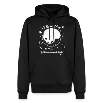 I Love You To The Moon And Back | Liebe Geschenk - Männer Premium Bio Hoodie - Schwarz - Vorne - Nico (187cm)