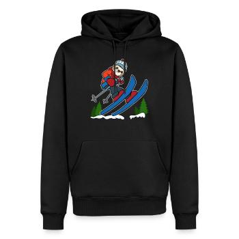 Ski Sloth Ski Holiday Sports d'hiver cadeau - Sweat à capuche Premium bio Homme - noir - Devant - Nico (187cm)