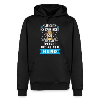 Désolé, je ne peux pas, avoir des projets avec mon chien - Sweat à capuche Premium bio Homme - noir - Devant - Nico (187cm)