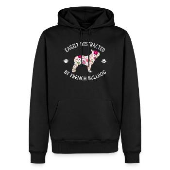 Easily Distracted By French Bulldog Frenchie Dog - Men’s Premium Organic Hoodie - black - Front - Nico (187cm)