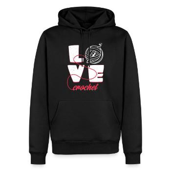 Love crochet | Typography Statement Needle Gift - Men’s Premium Organic Hoodie - black - Front - Nico (187cm)