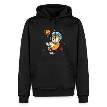 Cadeau de l'univers spatial astronaute Shiba Inu - Sweat à capuche Premium bio Homme - noir - Devant - Nico (187cm)