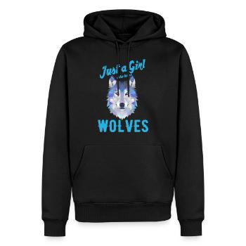 Just a Girl who loves Wolves Geschenk Wolf Mädchen - Männer Premium Bio Hoodie - Schwarz - Vorne - Nico (187cm)