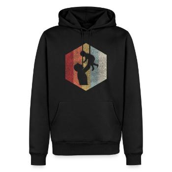 papa père fille cadeau rétro - Sweat à capuche Premium bio Homme - noir - Devant - Nico (187cm)