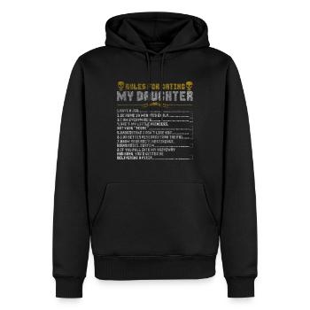 papa fille cadeau règles coeur amour - Sweat à capuche Premium bio Homme - noir - Devant - Nico (187cm)