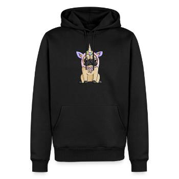 Cadeau de chien de costume de licorne carlin - Sweat à capuche Premium bio Homme - noir - Devant - Nico (187cm)