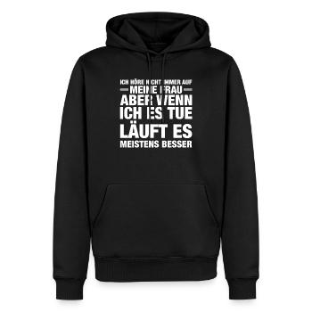 Lustiger Spruch T-Shirt Ehemann Geschenk Hochzeit - Männer Premium Bio Hoodie - Schwarz - Vorne - Nico (187cm)