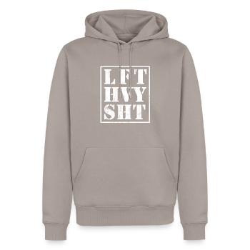 Lft Hvy Sht Funny Lift poids lourd en vrac de levage - Sweat à capuche Premium bio Homme - taupe - Devant - Nico (187cm)