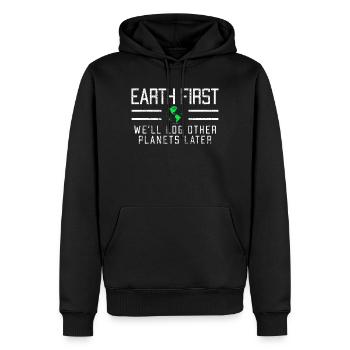Planète terre - Sweat à capuche Premium bio Homme - noir - Devant - Nico (187cm)