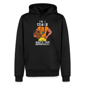 Entraîneur entraîneur - Sweat à capuche Premium bio Homme - noir - Devant - Nico (187cm)