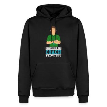 Entraîneur entraîneur - Sweat à capuche Premium bio Homme - noir - Devant - Nico (187cm)