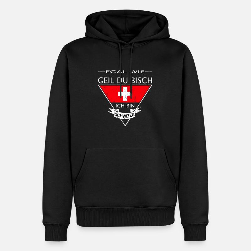 Schweiz Schweizer Geil Flagge Geschenk - Männer Premium Bio Hoodie - Schwarz