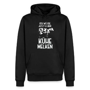 ich würde jetzt lieber kühe melken - Männer Premium Bio Hoodie - Schwarz - Vorne - Nico (187cm)