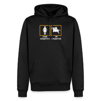 Tua figlia mia figlia - Felpa con cappuccio ecologica premium da uomo - nero - Fronte - Nico (187cm)