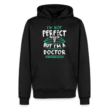 médecin - Sweat à capuche Premium bio Homme - noir - Devant - Nico (187cm)