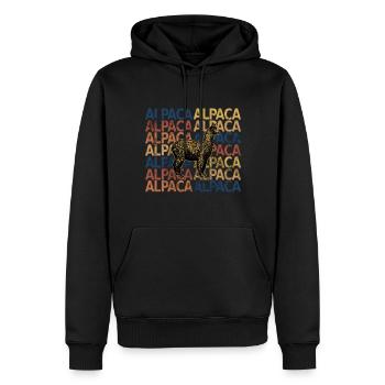 Alpaka - Männer Premium Bio Hoodie - Schwarz - Vorne - Nico (187cm)