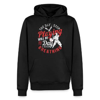 base-ball - Sweat à capuche Premium bio Homme - noir - Devant - Nico (187cm)