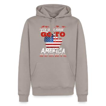 United States - Men’s Premium Organic Hoodie - taupe - Front - Nico (187cm)