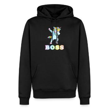 Tamponner cadeau d'anniversaire garçon licorne patron - Sweat à capuche Premium bio Homme - noir - Devant - Nico (187cm)