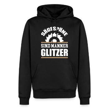 Sägespäne Holz - Männer Premium Bio Hoodie - Schwarz - Vorne - Nico (187cm)