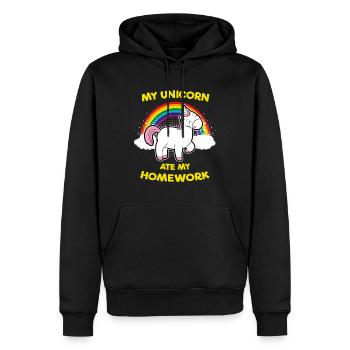 Idée cadeau pour les devoirs de la Licorne - Sweat à capuche Premium bio Homme - noir - Devant - Nico (187cm)
