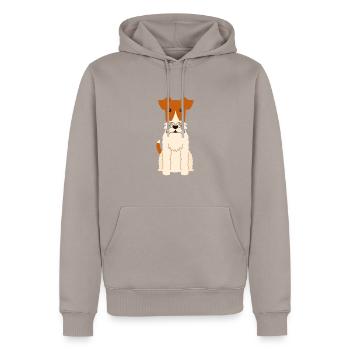 Wire Fox Terrier - Männer Premium Bio Hoodie - Taupe - Vorne - Nico (187cm)