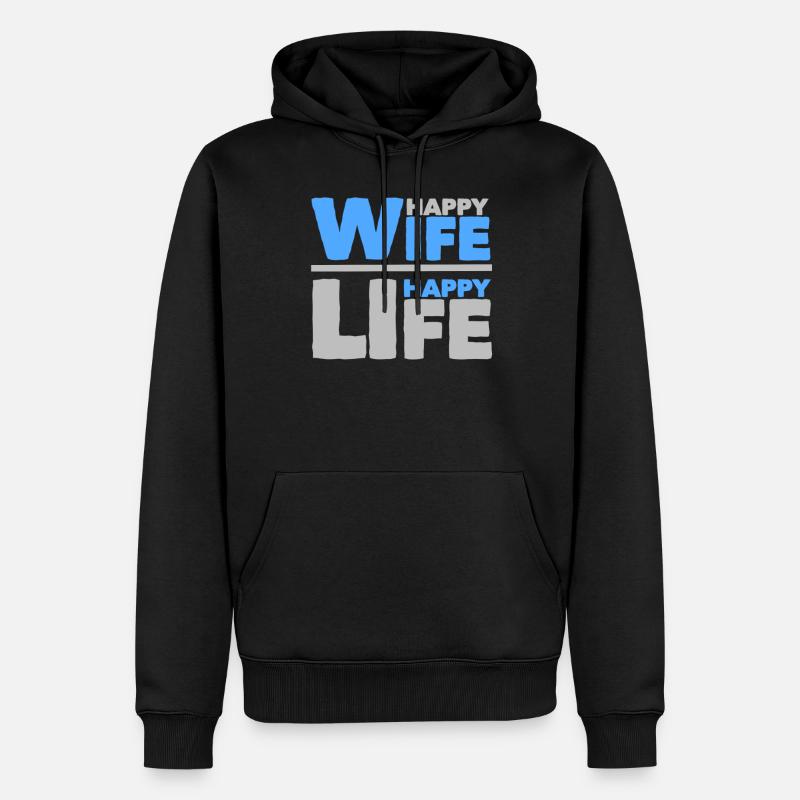 Femme heureuse - vie heureuse - Sweat à capuche Premium bio Homme - noir