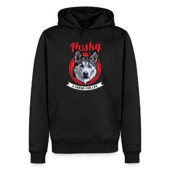 Husky - Männer Premium Bio Hoodie - Schwarz - Vorne - Nico (187cm)