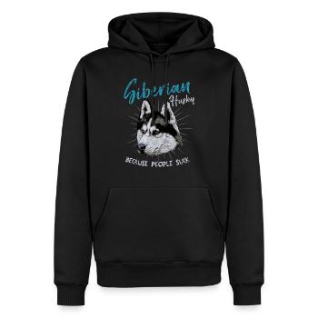 Husky - Männer Premium Bio Hoodie - Schwarz - Vorne - Nico (187cm)