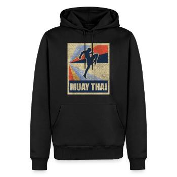 Muay Thai Boxe cadeau Fighting Retro - Sweat à capuche Premium bio Homme - noir - Devant - Nico (187cm)