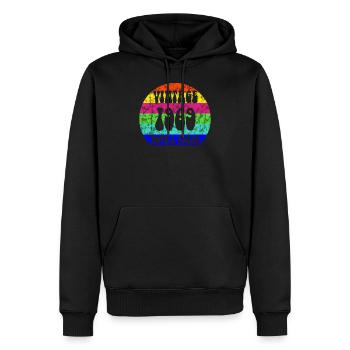 Vintage 1969 Hippie Peace Baujahr Jahrgang Geboren - Männer Premium Bio Hoodie - Schwarz - Vorne - Nico (187cm)