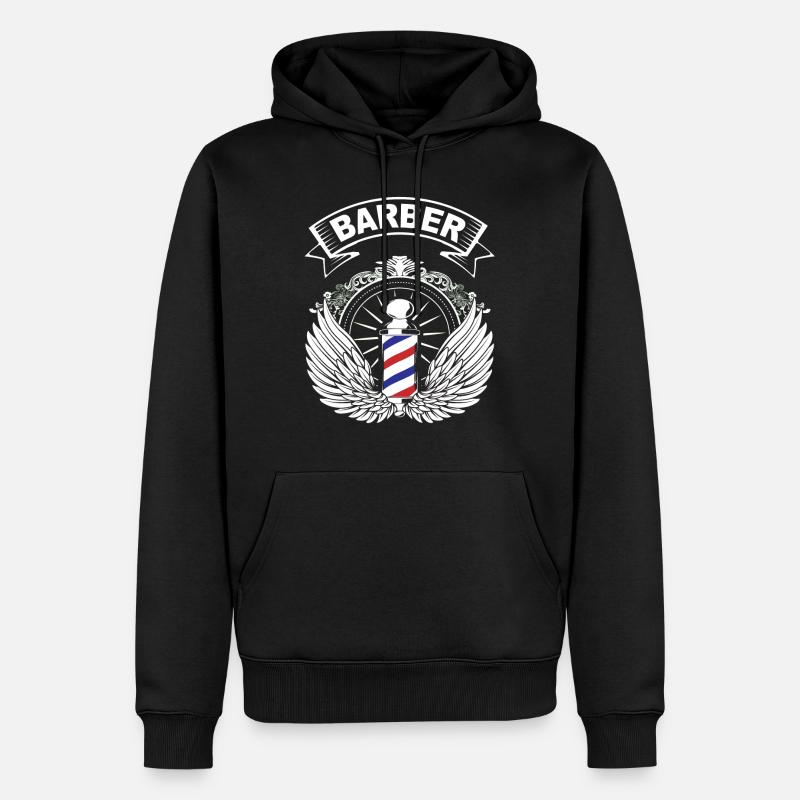 Barber - Barber Pole - Cadeau graphique - Sweat à capuche Premium bio Homme - noir