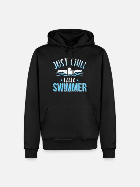 zwemmen - Mannen Premium Bio hoodie - zwart