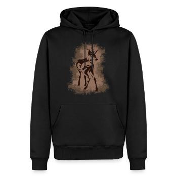 Cervo cervo - Felpa con cappuccio ecologica premium da uomo - nero - Fronte - Nico (187cm)